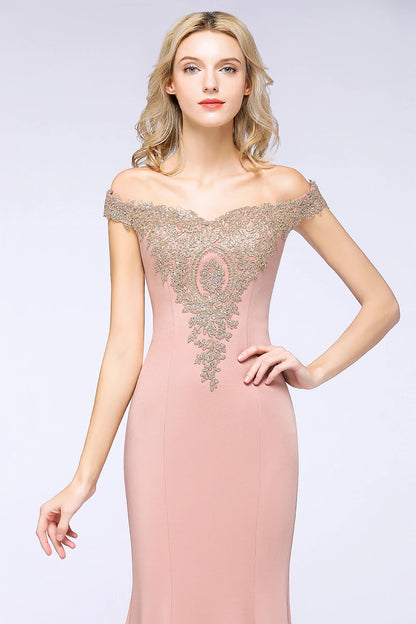 Women Evening Dresses Evening Prom Formal Gowns Wedding Party Long Dress Lace Applique Off Shoulder Dresses Gala