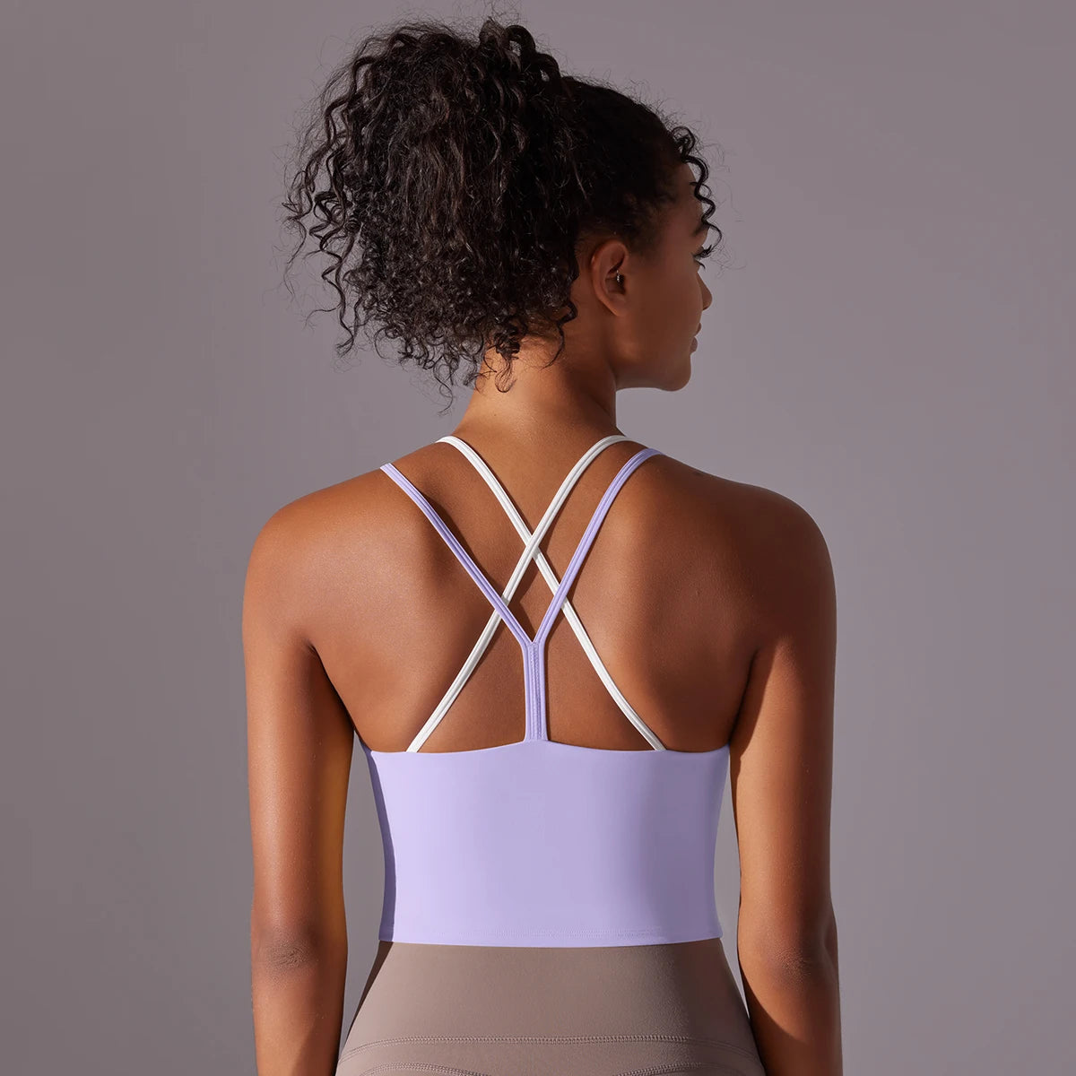 New Women Fitness Sports Bra Top Gym Yoga triangle backless Athletic Back Cutout Cross Tight Workout Soft With Chest Pad