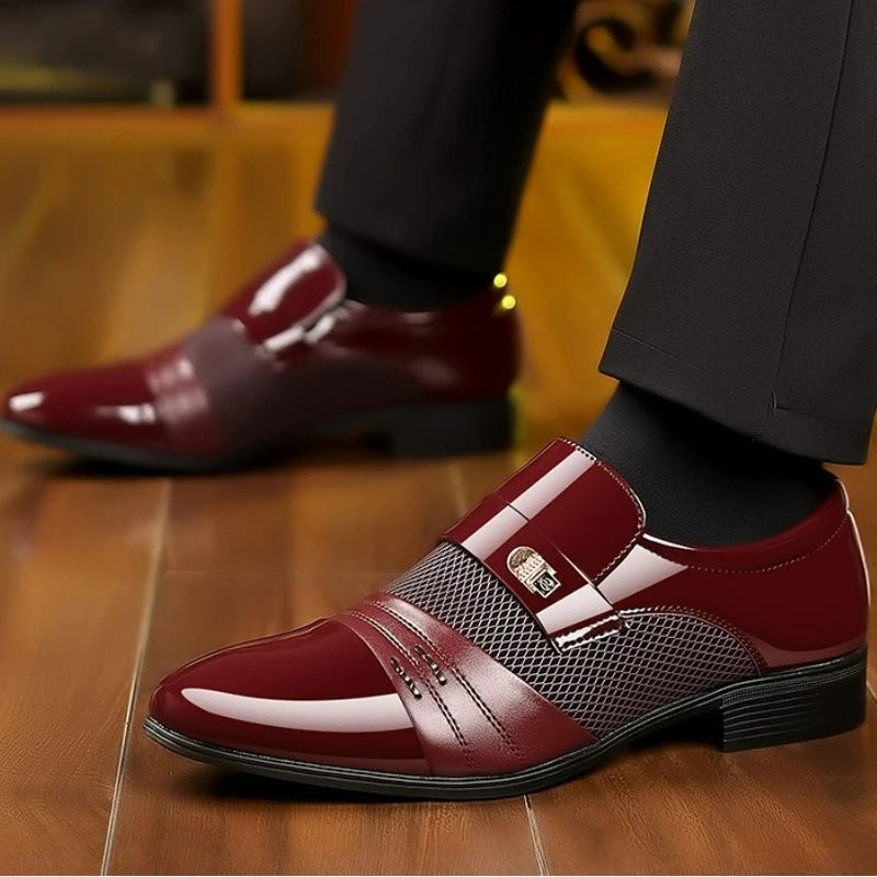 Men's Dress Shoes Pointed Toe Oxfords Classic Business Men Leather Shoes Slip on Wedding Casual Shoes Office Comfortable Loafers