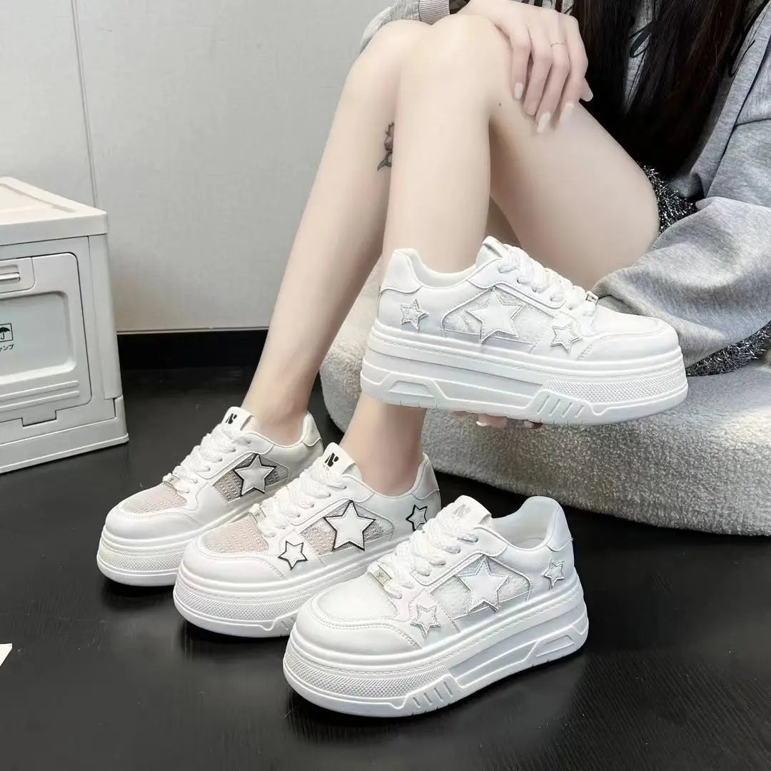 2025 New Korean Shoes Kawaii Platform Sneakers Women Vintage Vulcanize Spring Summer Casual Tennis Female Flats Footwear Zapatos