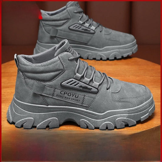 Spring Men's High Top Breathable Work Shoes Trendy All-Match Anti-Slip Wear-Resistant Sports Casual Labor Protection Shoes