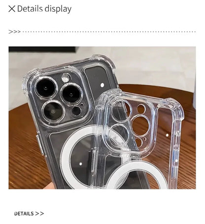 Transparent Magnetic Soft Phone Case For iPhone 17 Air 16 15 14 Plus 13 12 11 Pro Max Wireless Charge Magsafe Shockproof Cover