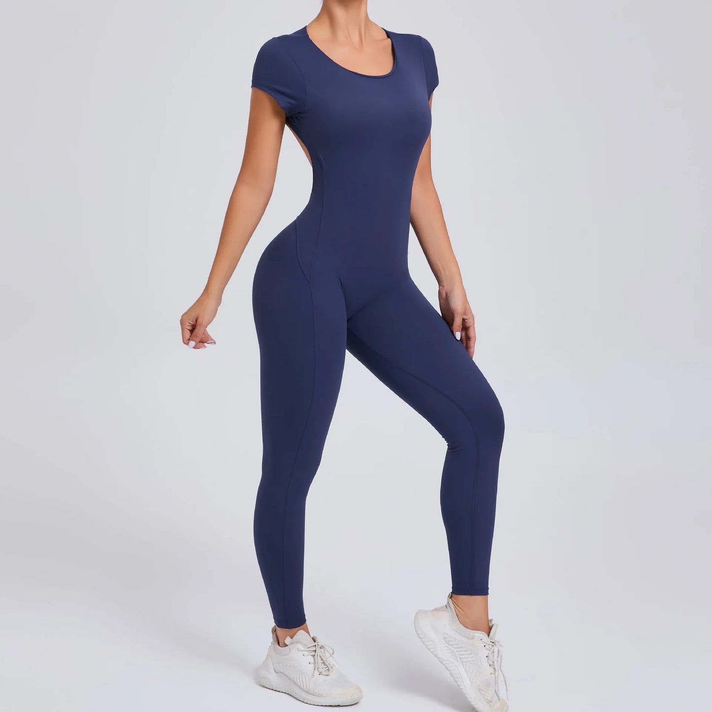 One-Piece Pad Jumpsuit for Women Workout Clothing Sports Bodysuit Open Back Yoga Sets Gym Tracksuits Activewear