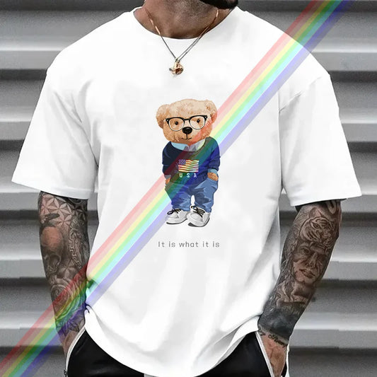 2024 Women Men T Shirt High-quality 100% Cotton T-Shirt Bear Print Streetwear Brand Casual Clothing Summer Big Size Fashion Tops