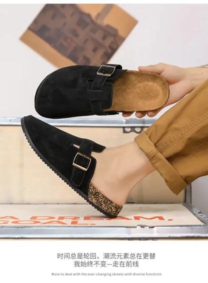 Couple Cork Clogs Slippers Fashion Soft Footbed Suede Beach Slides With Arch Support Girls Outdoor Muller Shoes womens sandals