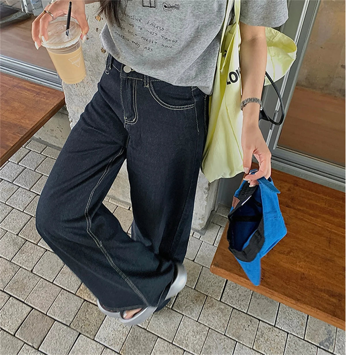 Fashion Wide Leg Jeans Women 2026 Spring Autumn New Retro High Waist Pant Solid Chic Casual Trousers Office Lady Street Pants