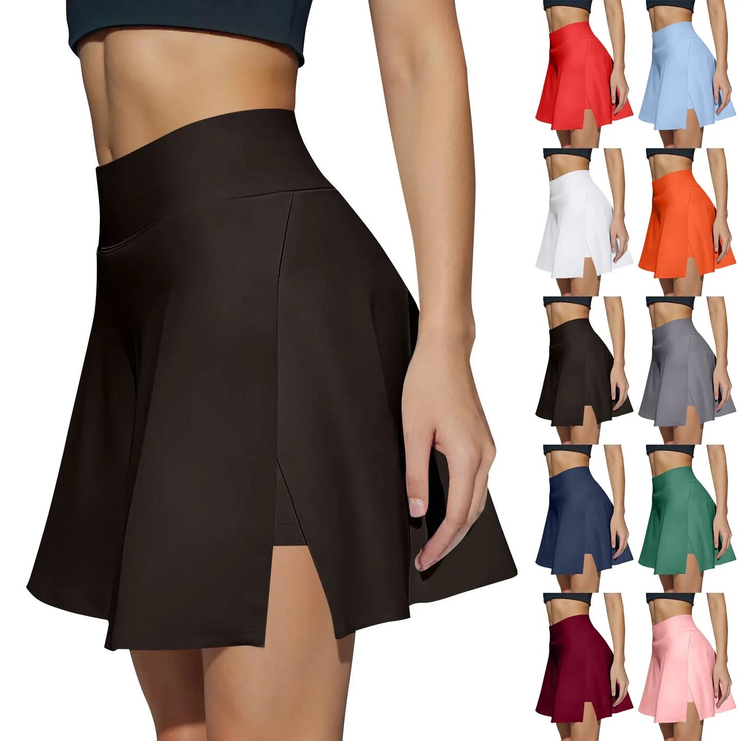 Women's Sports skirt Casual High Waist Gym Quick Dry Mini Skirts Solid Color Short Half faldas Sport tennis Pleated Skirt