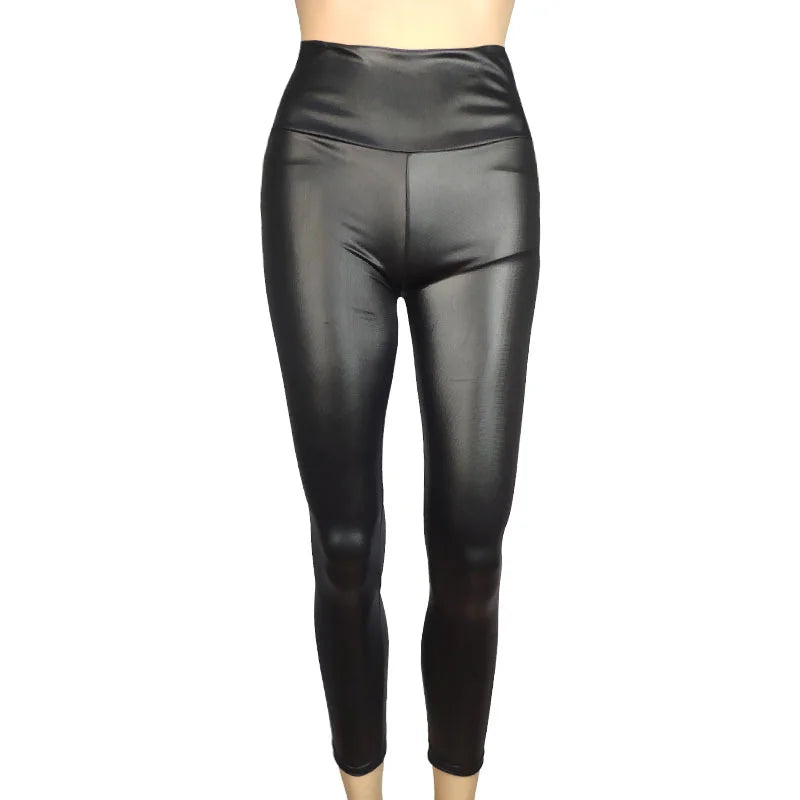Trendy New Women's Leggings High Waisted Tight and Sexy Faux Leather Pants Colorful Yoga Pants for Women