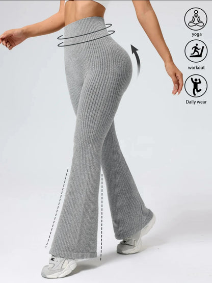 Women's High-Waist Bell Bottom Pants Sporty Tight Fit Comfortable Elastic Design Ideal for Exercise And Daily Wear
