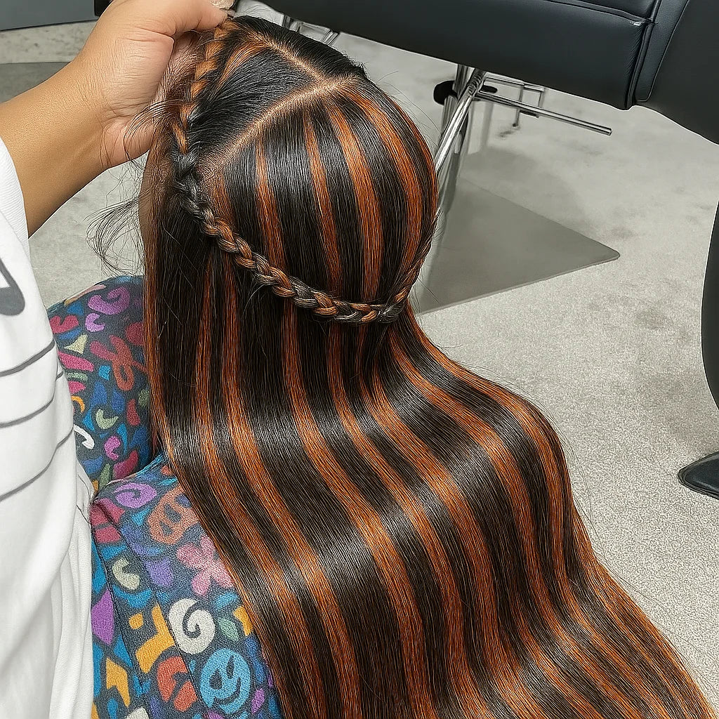 1B/30 Highlight Bone Straight 13x4 Lace Frontal Wigs Human Hair 30 Inch Ombre Brown With Black Colored Human Hair Wig For Women