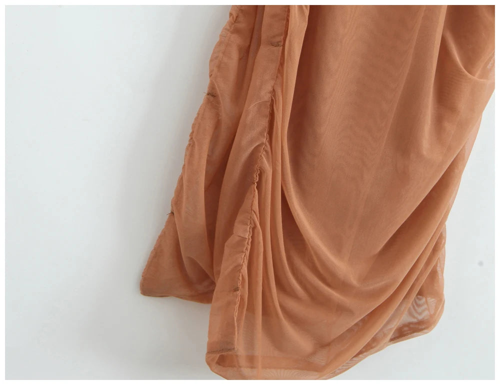 Womens Dress Mesh Ruched Slim Fit Long Spaghetti Strap Elegant Dress Must Have For Elegant Parties And Evening Banquets