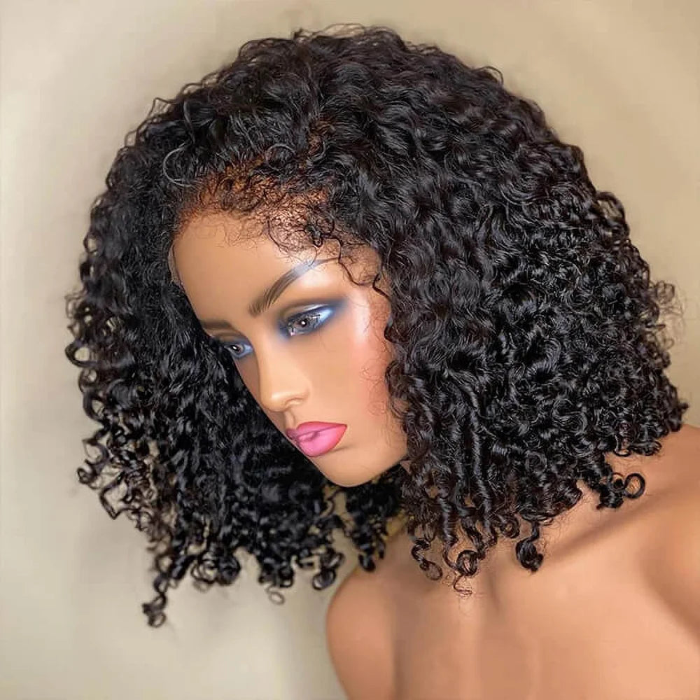 Curly Wigs Bob Wigs Curly Lace Front Human Hair Wigs 100% Bob Hair Wig Human Hair Short Wig 4x4 Closure Human Hair Wig Kinky