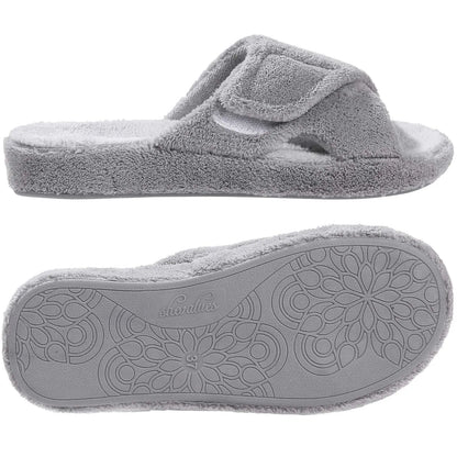 Litfun Four Seasons Cotton Slippers For Women Casual Flat Slippers With Adjustable Straps Female Breathable Soft Cozy Home Shoes