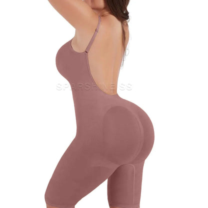 Seamless Backless Body Shaper Tummy Control Shapewear Mid-Thigh Slimming Bodysuit for Women Postpartum Waist Trainer Corset