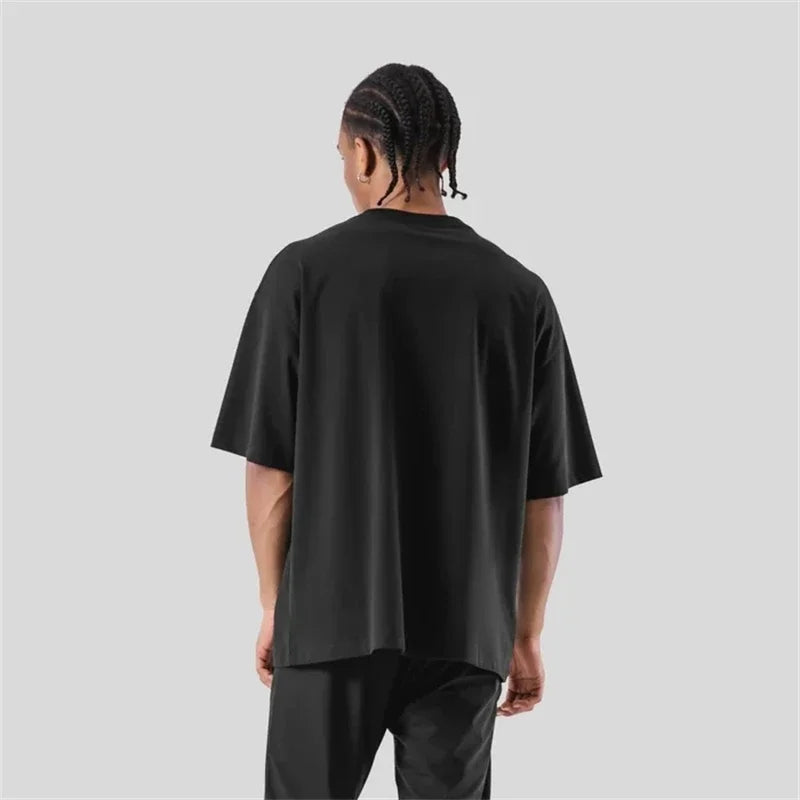 ONE POINT LYFT Print Big T Shirt Men Running Sport Gym Fitness Training Oversize 100% Cotton T-shirt Mens Bodybuilding Tee Tops