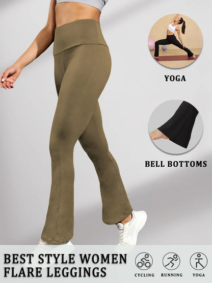 Women's Super Soft Flare Pants High Waisted Tummy Control Workout Yoga Leggings Bell Bottoms