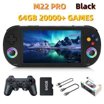 New 128GB M22 Pro Portable Pocket Retro Handheld Video Game Console 5.0 Inch IPS Screen 1920*1080 Display Support LINUX Emelec