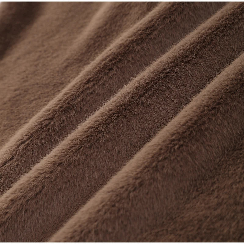 Solid Faux Fur Vest Crop Top Women Fashion Turtleneck Fluffy Short Tank Tops 2025 Winter Female Elegant Sleeveless Jacket Coat