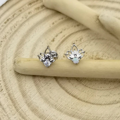 QM ASTM F136 Titanium Internally Threaded Half Lotus Top Labret Tragus Flat Helix Earring Piercing Jewelry