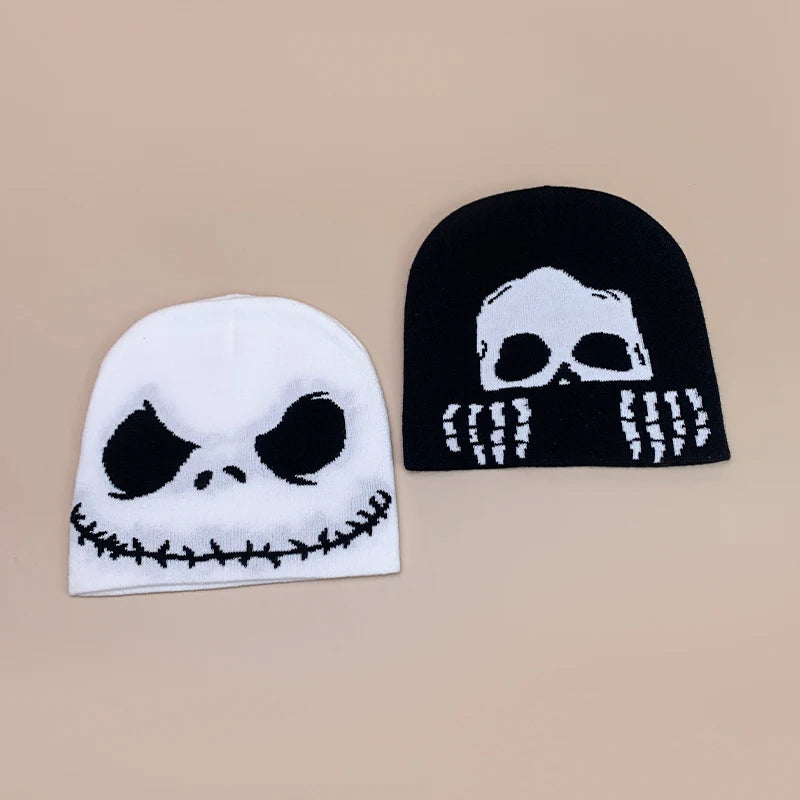 Personal Punk Skull Demon Knitted Hats Autumn and Winter Unisex Dark Series Warm Street Versatile Niche Fashion Hip Hop Beanies