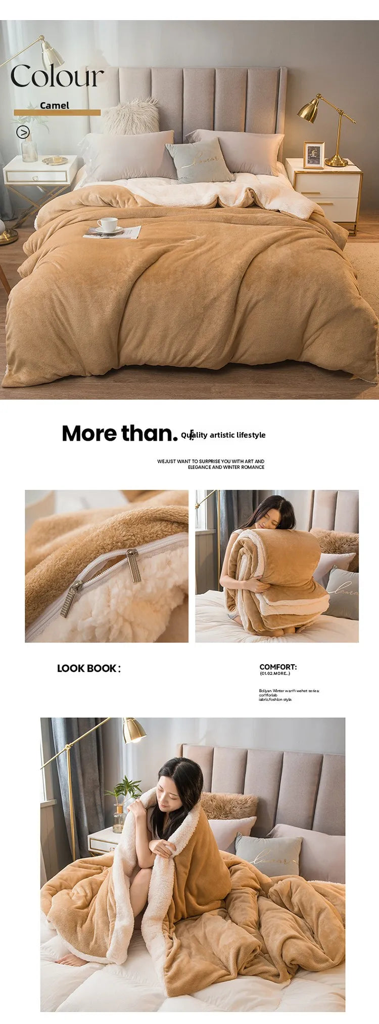 Solid Color Thickening Lamb Wool Multifunctional Duvet Blanket Bed Cover Bedspread on The Bed Keep Warm Winter Bed Blankets