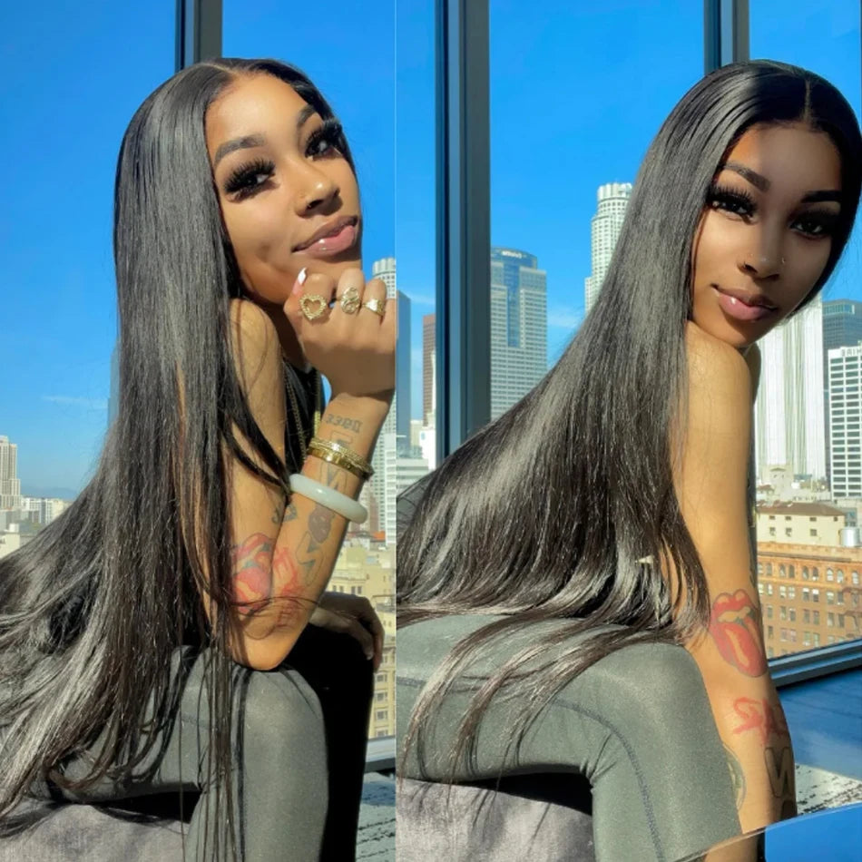 Glueless Wigs HD Transparent Lace Front Human Hair Wig 13x4 13x6 Bone Straight Frontal Wig Pre Plucked 4x4 HD Lace Closure Wig