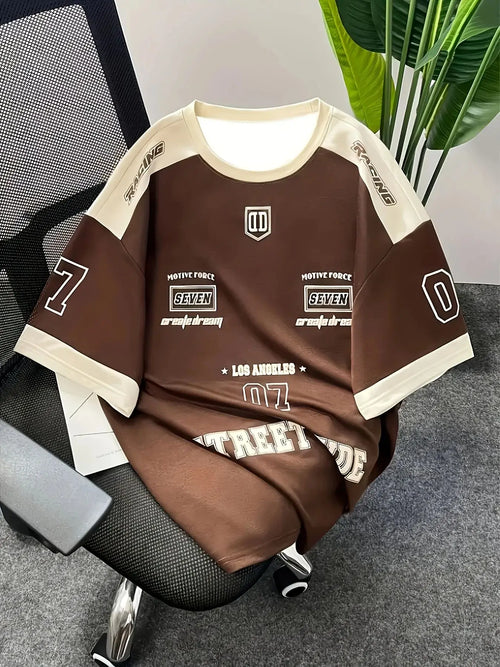 The 2025 summer new men's T-shirt 3D digital printed short-sleeved T-shirt, men's sportswear, Brooklyn racing football T-shirt,