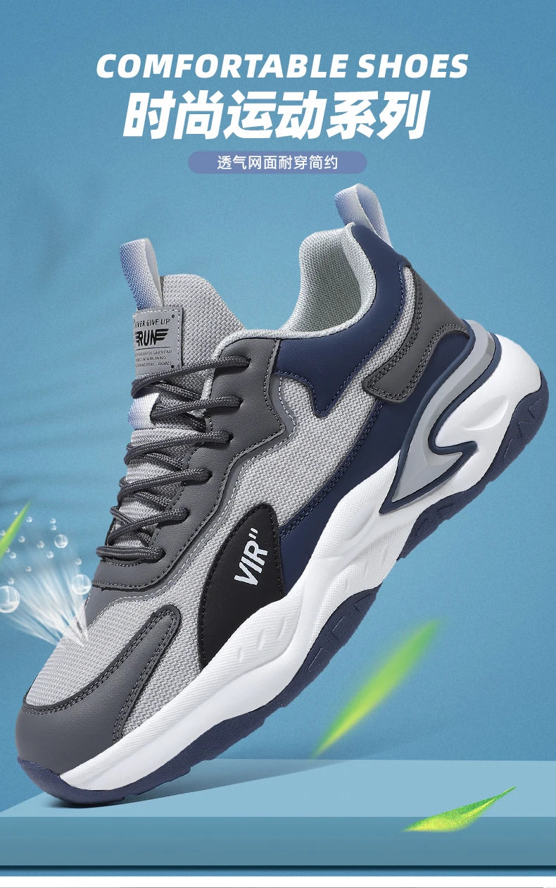Spring and Summer New Breathable Mesh Casual Men's Running Shoes, Running Casual Sports Shoes, Anti-slip Lace-up Sports Shoes