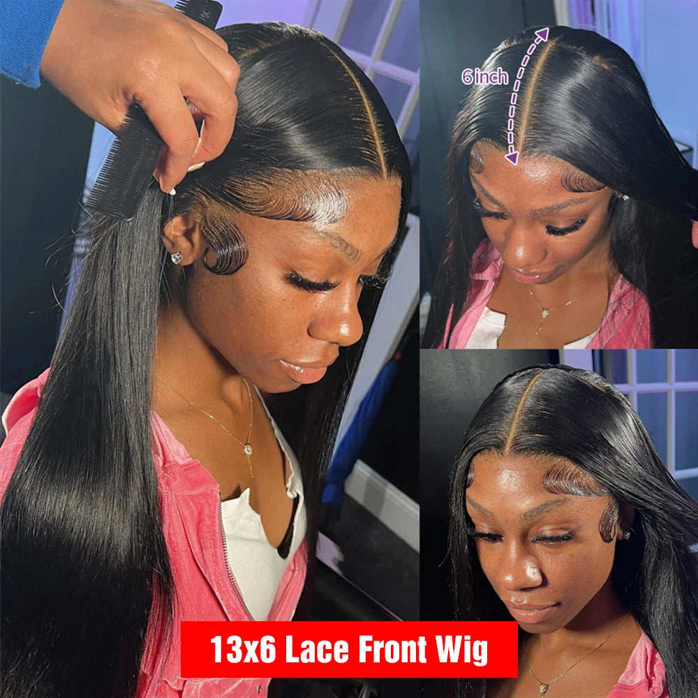 Pre Cut Glueless Wig Human Hair 13x6 HD Lace Frontal Wig Straight 7x5 HD Lace Closure Wigs For Women Preplucked 250% 36 40 Inch