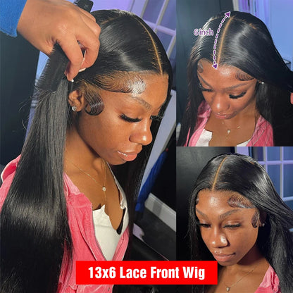 Pre Cut Glueless Wig Human Hair 13x6 HD Lace Frontal Wig Straight 7x5 HD Lace Closure Wigs For Women Preplucked 250% 36 40 Inch