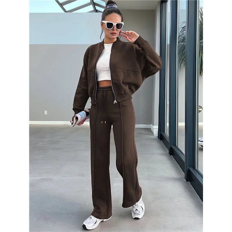 ASDS-Lounge Sets For Women Sweatsuit 2 Piece Outfits Sweatshirt Wide Leg Sweatpant Tracksuit Matching Set