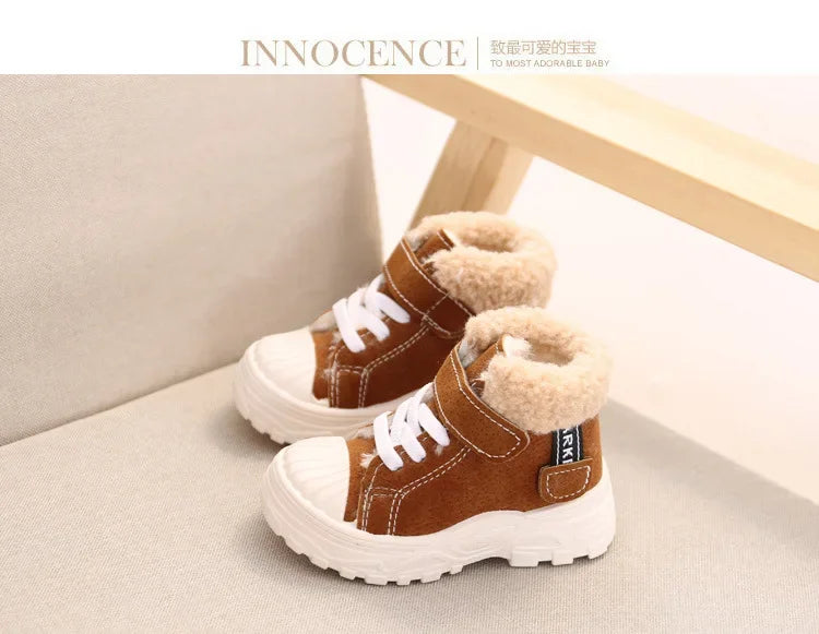 2021 Children Warm Boots Winter New Boys Plus Thicken Velvet Cotton Shoes Girls Waterproof Short Boots Baby Cotton Boots