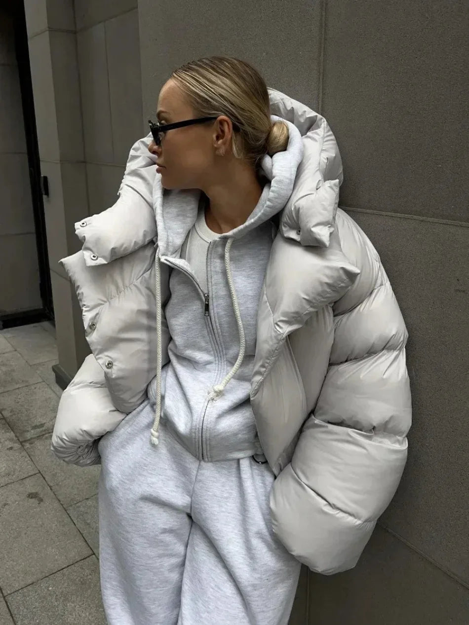 New in Winter Warm Cotton Puffer Jackets Women's Loose Parkas Coat Vintage Bread Jacket Outwear Office Ladies Quilted Clothing