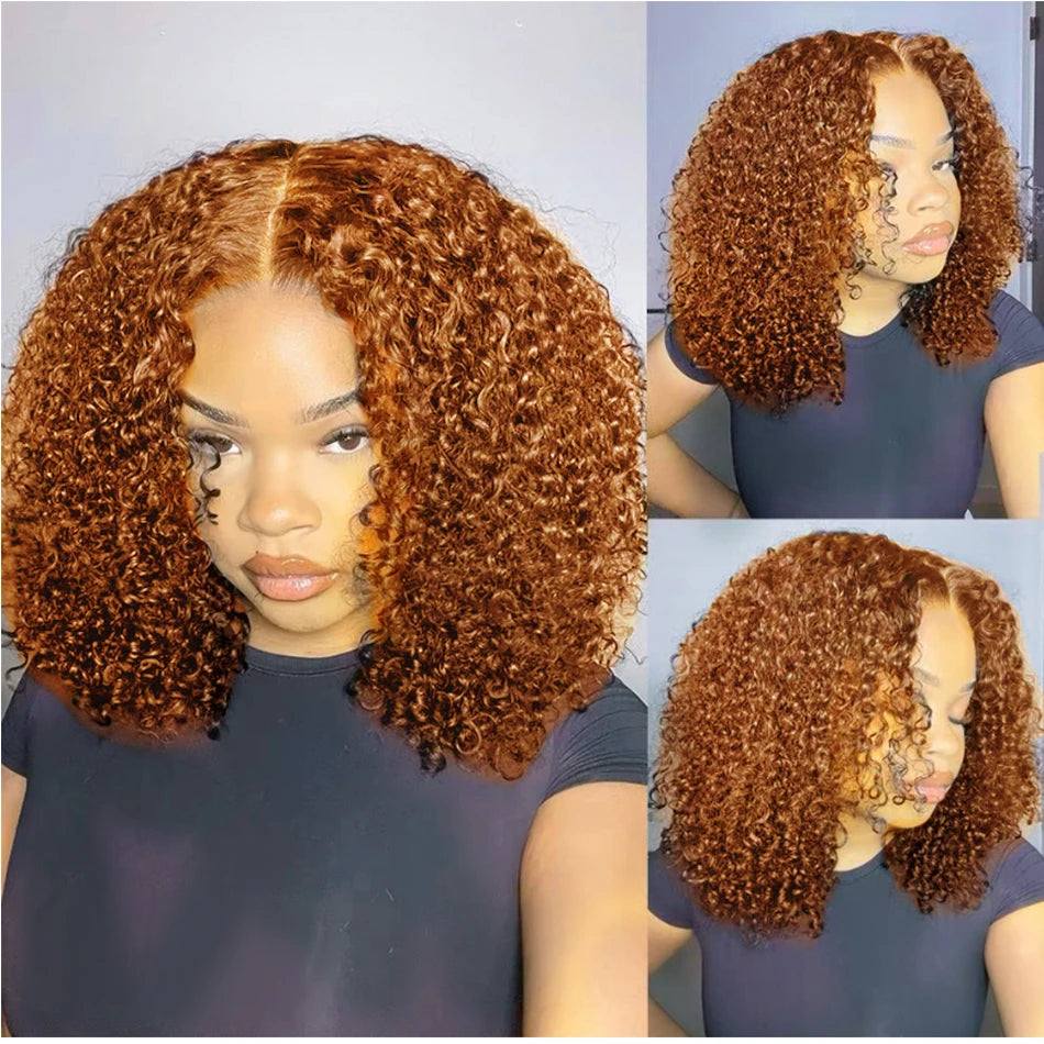 NEW 10A 6x5 Glueless Lace Human Hair Wigs Ready To Wear And Go Short Curly Ombre Highlights Brown Blonde Ginger 99J Colored Wigs