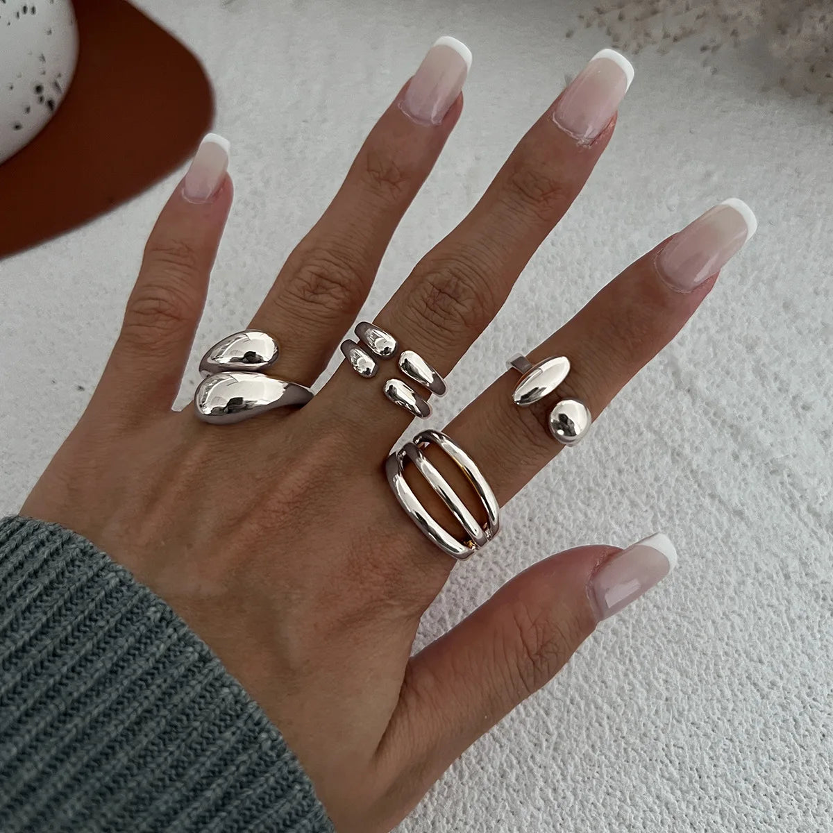 DIEZI 4pcs/set New Hip Hop Metal Finger Rings For Women Girls Men Punk Gold Silver Color Geometric Knuckle Joint Ring Jewelry