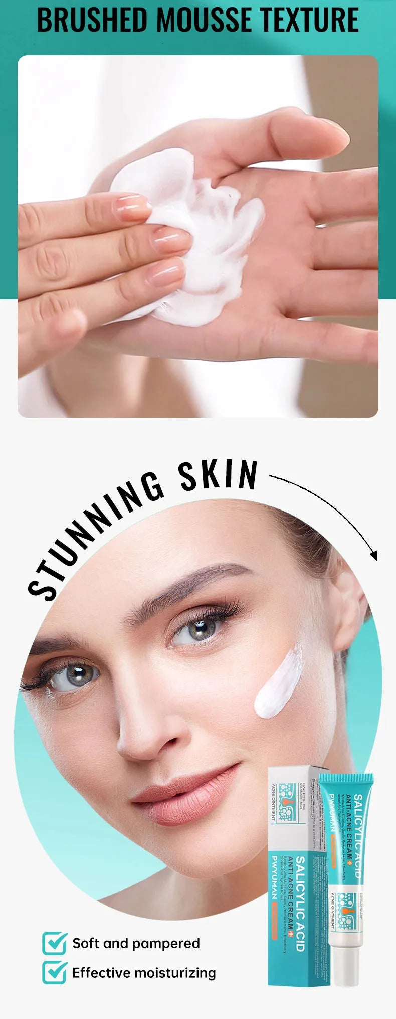 Salicylic Acid Acne Treatment Cream Shrink Pore Remove Blackheads Scars Acne Marks Spots Oil Control Whitening Korean Skin Care