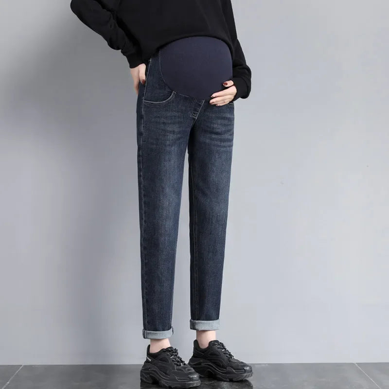 Pregnancy Abdominal Pants Boyfriend Jeans Maternity Pants For Pregnant Women Clothes High Waist Trousers Loose Denim Jeans