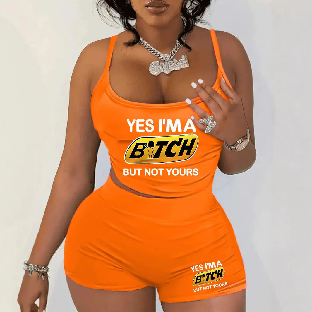 Sexy Spaghetti Strap Crop Tops And Short 2 Piece Sets Woman Outfit 2026 Summer Sexy Sport Casual Two Piece Set Women Short Sets