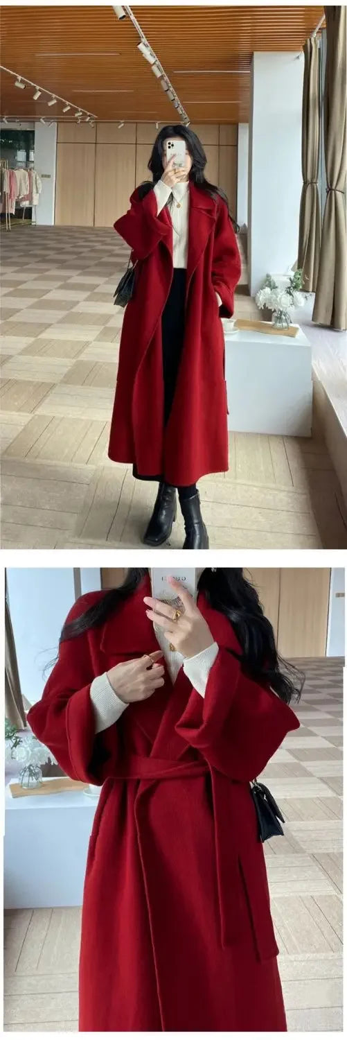 Plus Size New Hot Sale Of The Season Women's Woolen Coat Medium Length Versatile Small Size Tweed Outerwear Autumn Winter Fas...