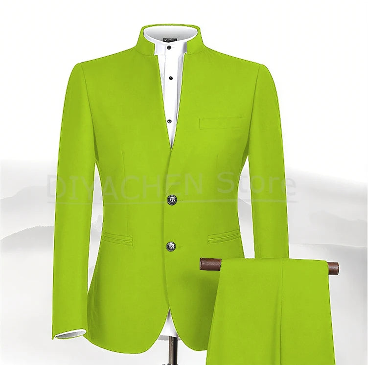 2025 New Style Men Chinese Tunic Collar Bridegroom Suit Formal Wear Dress Slim Fit Mens Suits Groom Wedding Blazer Costume Homme