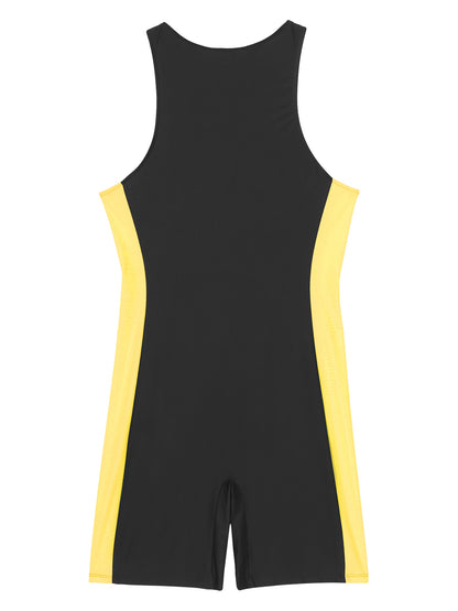 Summer Men One-piece Swimwear Swimsuit Sleeveless Front Zipper Swimming Shorts Bodysuit Triathlon Wetsuit Bathing Suit Beachwear