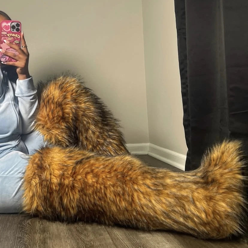 Women's Thigh High Mongolian Boots High Boots Winter New Fox Fur Snow Boots  Women's Boots Leg Warm Boots Non-Slip Soles