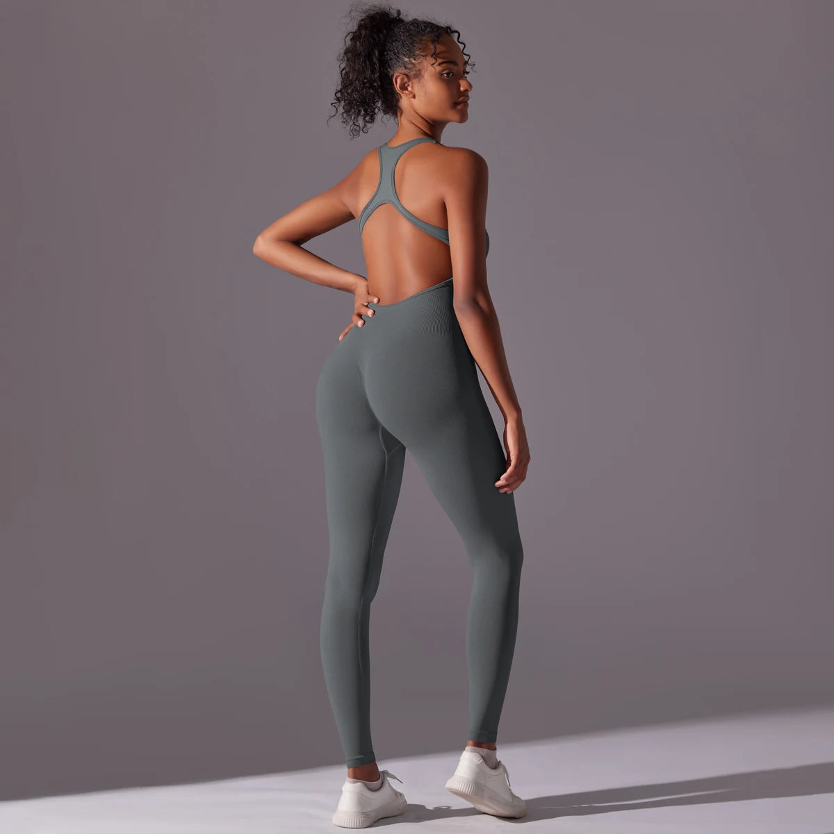 Sexy Back V Jumpsuit Gym Set Women Training Yoga Suit Sportswear Women Sports Jumpsuit Fitness Rompers Stretch Workout Bodysuits