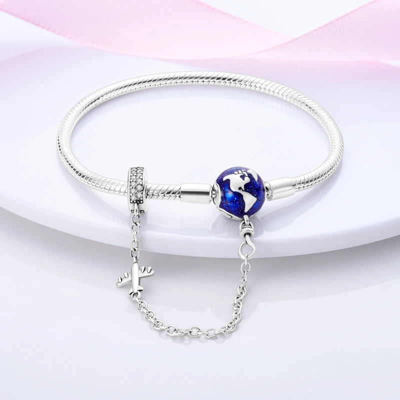 Bracelet Silver 925 Original 17-20CM Star Moon Sun Four Leaf Clover Green Zircon Bracelets Fit DIY Charms Birthday Jewelry Gifts