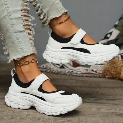 Plus Size Mesh Breathable Women's Shoes Slip-On Slip-On Shoes Women's Soft Sole Lightweight Work Shoe Buckle Strap White Sports Shoes Shallow Mouth Thick Sole Shoes 35-42