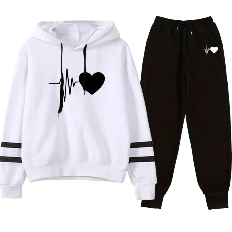 2026 Womens Tracksuit Print Casual Sweatshirt Sweatpants 2 Pcs Set Daily Sports Jogging Woman Clothing Quality Street Sportswear