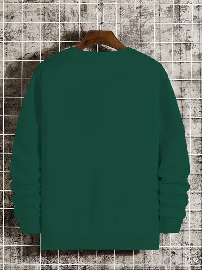 Men's autumn and winter fashionable casual loose freedom letter graphic printed long sleeved round neck sweatshirt