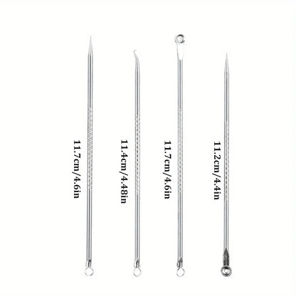 Blackhead Acne Pimple Blemish Extractor Remover Kit Stainless Steel Needles Remove Tools Face Skin Care Pore Cleaner 4pcs/bag