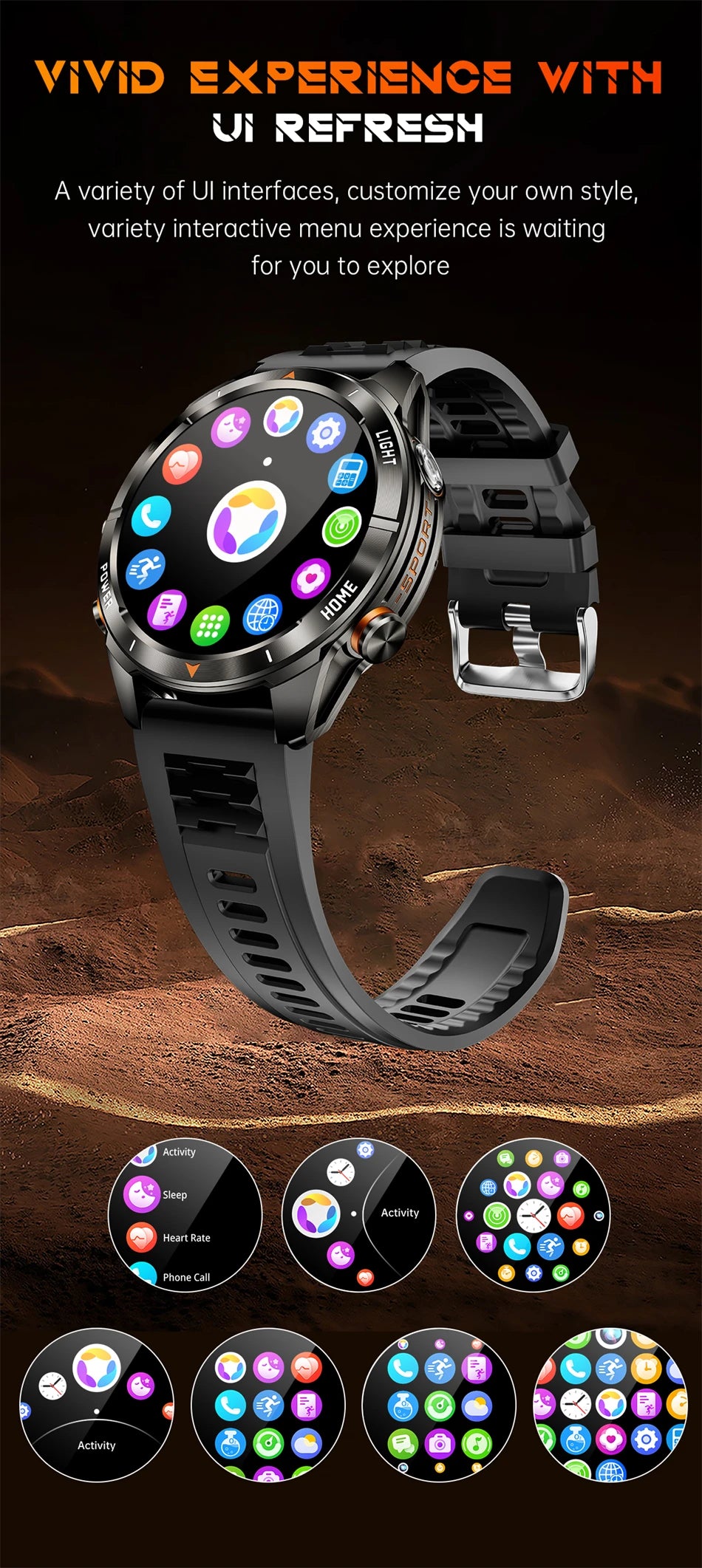 New Outdoor Sport Smart Watch Men 1.46" AMOLED Screen LED Flashlight 515mAh Battery 10ATM Waterproof Bluetooth Call Smartwatch
