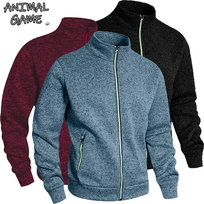 Animal Game Outdoor Men's Casual Sweatshirts Zipper Cardigan Work Jackets Sport Turtleneck Coats Oversize Warm Cycling Jerseys